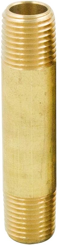 Legines Brass Pipe Fitting, Long Nipple, 1/4" NPT Male x 1/4" NPT Male, 2-1/2" Length (Pack of 2)