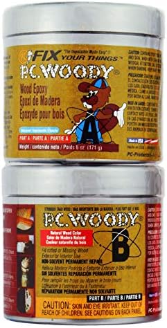 PC Products PC-Woody Wood Repair Epoxy Paste, Two-Part 6 oz in Two Cans, Tan 083338