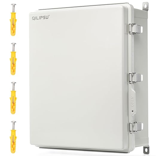 QILIPSU UL94-V0 Outdoor Electrical Box 20.3"x16.4"x7.9" Waterproof Junction Box Weatherproof PC/ABS Alloy Plastic IP66 Project Electric Enclosure Grey Hinged Door