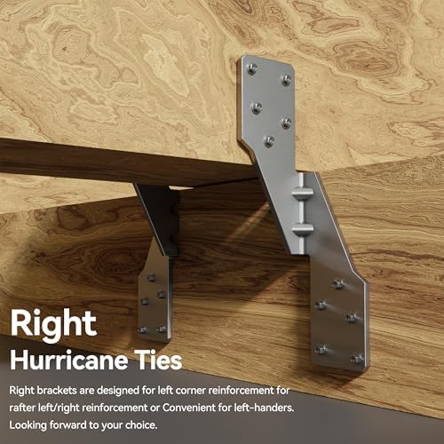 25Pcs Hurricane Straps Tie Brackets, H2.5A Right Tie 18-Gauge Galvanized Hurricane Tie 25ct Heavy Duty Hurricane Straps/Rafters Ties for Wood (25pcs Right Hurricane Ties)