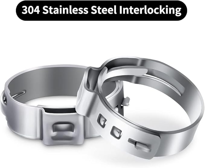 25PCS 1 Inch PEX Cinch Clamp Rings, 304 Stainless Steel PEX Fitting Clamps Pinch Clamps Ring Crimp Rings for PEX Tubing Pipe Fitting Connections (Silver-1inch(25PCS))