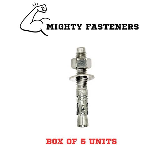Wedge Anchors – Heavy-Duty 304 Stainless Steel Expansion Bolts for Concrete & Masonry, Rust-Resistant & Durable - 1/2" X 3-1/4" - 5 Pack