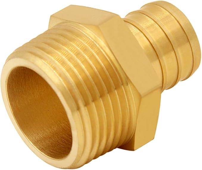 8PCS LF Brass 1/2 Inch PEX Barb to 3/4 NPT Male Straight Coupling Pipe Crimp Fitting