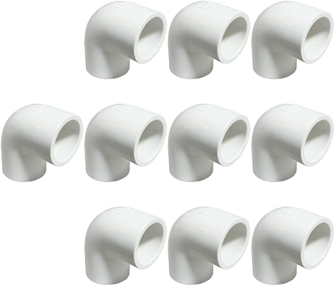 10PCS 1/2 Inch White PVC 90 Degree Elbow Adapter Pipe Fittings 2 Way Right Angle Pipe Corner Coupling Connectors for Sprinkler, Drip Irrigation System HE051-1/2