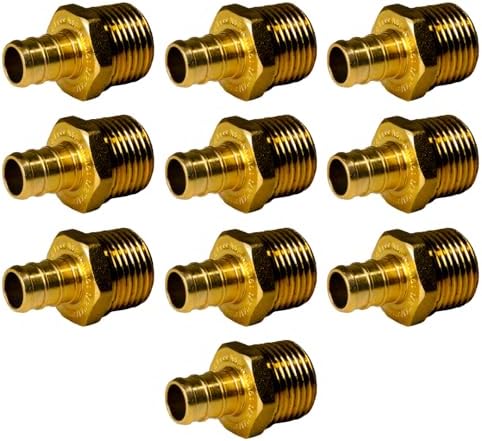 XFITTING 1/2 inch Pex x 1/2 inch Male NPT Adapter, 24-4-1=10X, 10 Pieces