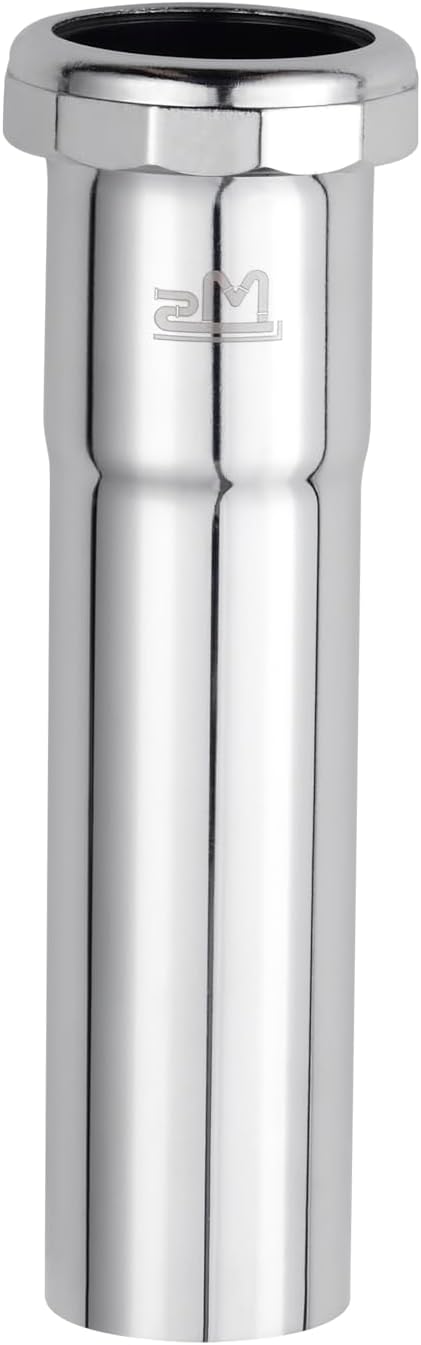 ZM 1-1/2 Inch Heavy Duty Extension Tube with Slip Joint Connection, 6 Inch Length, 22 Gauge, Brass Plumbing Fitting, Chrome