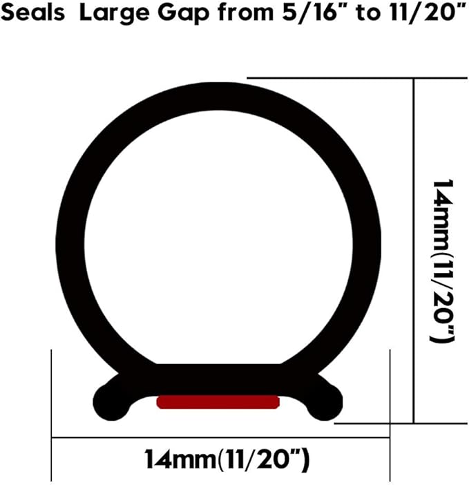 19.7 Feet Long Weather Stripping Seal Strip for Doors/Windows, Self-Adhesive Backing Seals Large Gap (from 5/16 inch to 11/20 inch) Seal Strip
