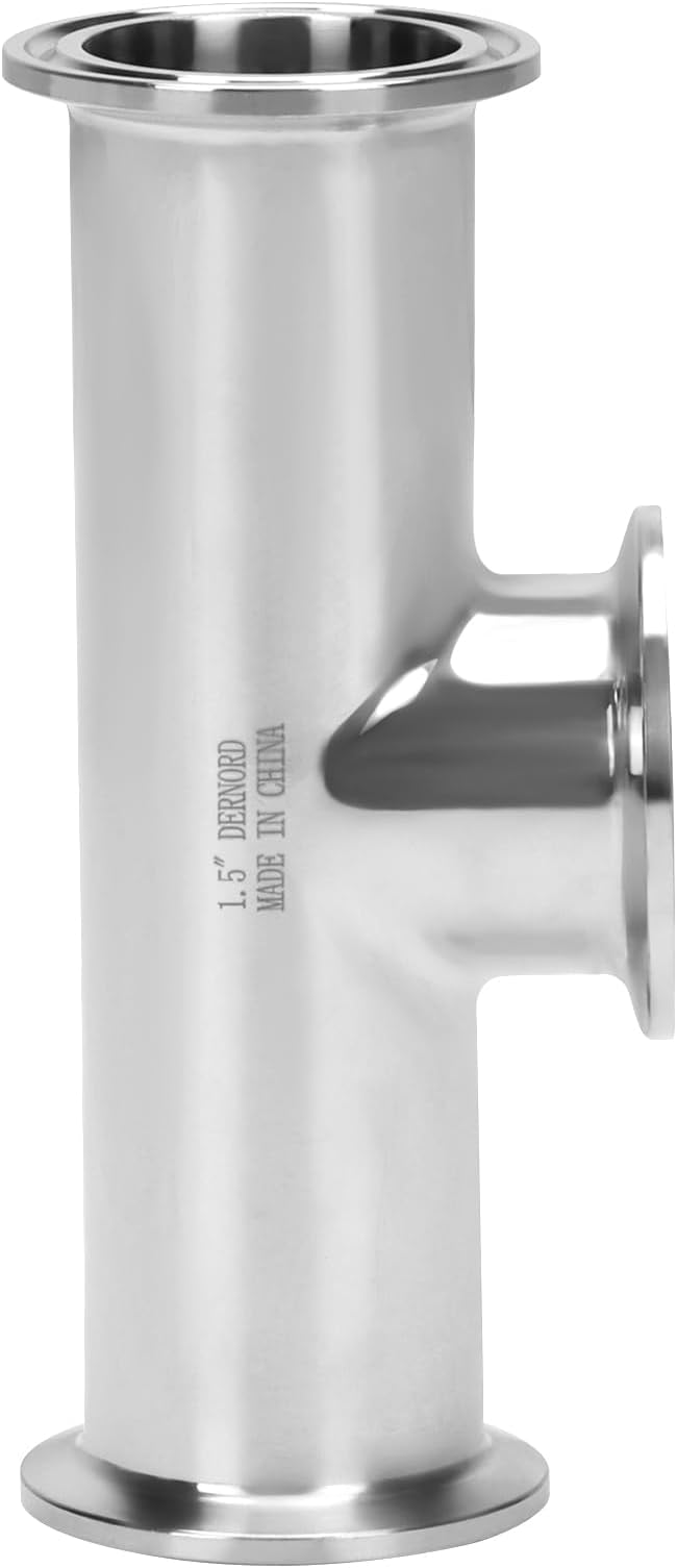 DERNORD 1.5 Inch Tri Clamp Tee 3 Way Instrument Tee Fittings Stainless Steel 304,38mm Pipe OD for Brewing System
