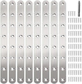 8 Pack Straight Brace,Flat Brace 9.7” x 0.75”,Stainless Steel Flat Metal Braces,Repair Bracket with Screws