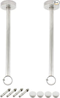 2 Pack Ceiling Mount Bracket, Stainless Steel Wardrobe Pipe Bracket Rod Holder Ceiling Holder, ULIFESTAR Shower Curtain Closet Wardrobe Rod Lever Support Pipe Flange Socket (D*H)33 * 450mm/1.3 * 18''
