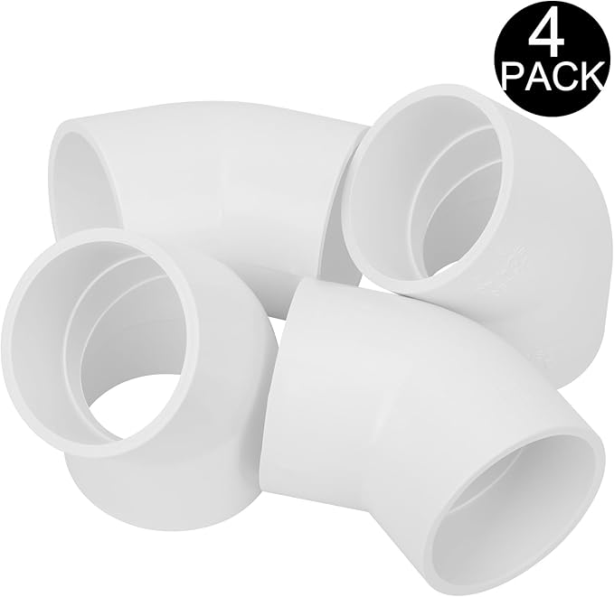 4Pack 2" 45 Degree PVC Elbow Pipe Fitting Connector (Socket x Socket) Furniture Build Grade SCH40 2 Inch 45 Degree Elbow PVC Corner Adapter for Home Sewer Plumbing Water Line