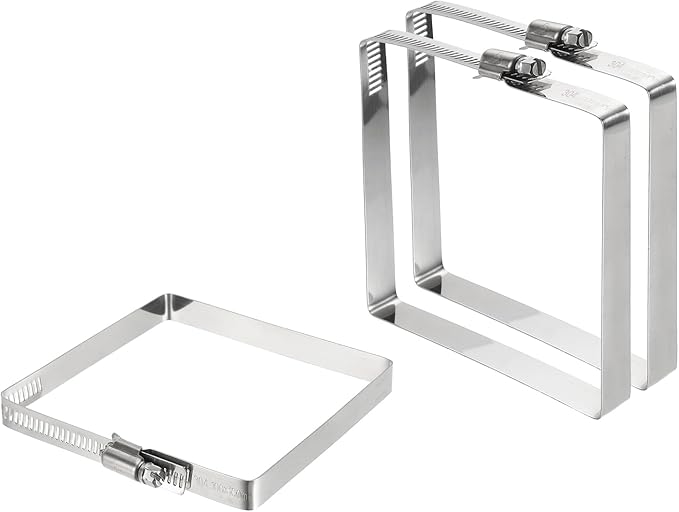 uxcell 3Pcs 304 Stainless Steel Rectangular Hose Clamp, Adjustable 3.9 x 3.9 Inch Square Worm Gear Duct Pipe Tube Clamps for Ducting Bracket Cable Tray Bridge Project Systems, Silver