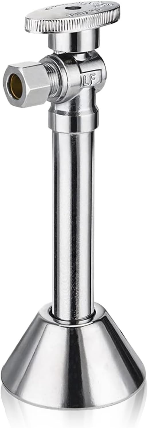 1-PC HeSun Angle Stop Valve with 5-Inch Copper Sweat Tube Extension, 1/2" Sweat x 3/8" OD Compression Angle Stop, 1/4 Turn Shut Off Valve for Bathroom(VALVE145)