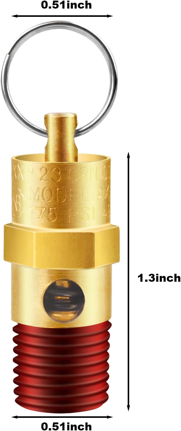2 Pieces 1/4'' Male 175 PSI NPT Air Compressor Pressure Relief Valve Brass Safety Valve Air Compressor Check Valve