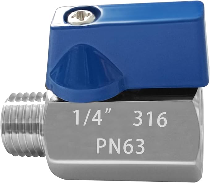 316 Stainless Steel Mini Ball Valve 1/4" NPT Male x Female Thread Shut Off Valve for Water,Oil and Gas (Pack of 2)