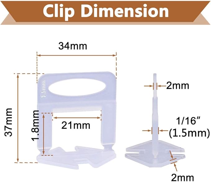 4000 PCS Tile Leveling System Clips 1/16''(1.5mm) 4000-Piece Tiles Leveler Spacers Tool for Professional Ceramic Tile and Stone Installation
