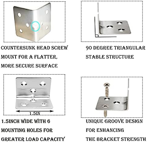 80Pcs 1.2”x1.2”Stainless Steel Corner Bracket 1.5”Wide Small Angle Bracket