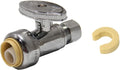 EFIELD Push Fit 1/4 Turn Straight Stop Valve Water Shut Off 1/2 Push x 3/8 Inch Compression Chrome With Disconnect Clip,(PF-VALVE021)