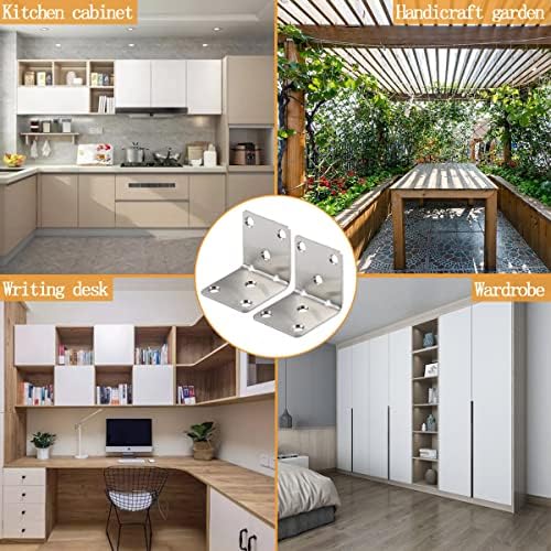 20PCS L Brackets Corner Bracket 2"x2"x2", Heavy Duty Corner Brace for Wood, Right Angle Brackets, 50MM 2Inch Wide 90 Degree Bracket for Wooden Frame Furniture Shelves Chairs