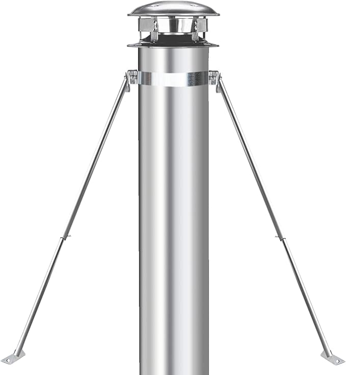 6" Extended Chimney Stove Pipe Roof Bracket Support, Stainless Steel Chimney Pipe Roof Support for Stove Pipe, Adjustable Chimney Pipe Bracing, Stability Against Wind & Snow