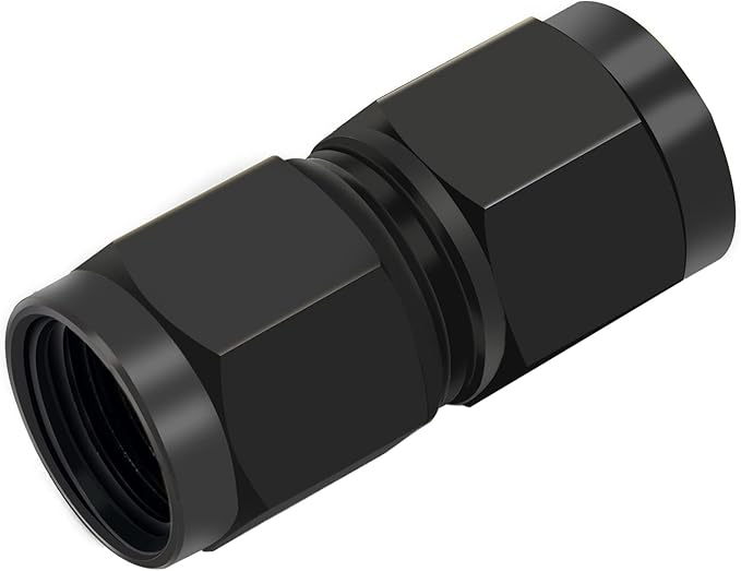 6AN Female to 6AN Female Straight Swivel Coupler Fitting Adapter 9/16-18UNF Thread Aluminium Anodized Black 2PCS