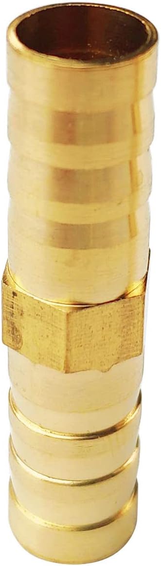 2PCs 3/8" Brass Hose Barb Fitting Straight Shape Barbed Splicer Mender Union Fitting with 4PCs Hose Clamp for Oil Water Air
