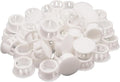 Hole Plugs 5/8" Plastic Flush Type Hole Plugs for Hole Snap in Locking Hole Tube Screw Caps Drilling Cover Plugs Fastener Covers for Kitchen Cabinet Furniture Black 50 Pack - White