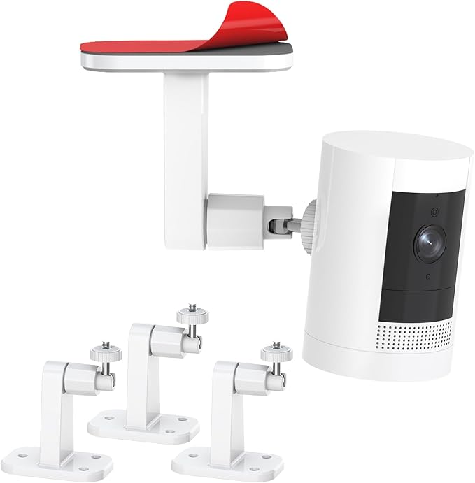3Pack Camera Wall Mount,Compatible with R-ing Outdoor Cam Plus/Stick Up Cam Battery/Plug-in/Pro/Indoor Cam(1st Gen),360 Degree Adjustable No Drilling Mount for Outdoor Indoor Cameras,White