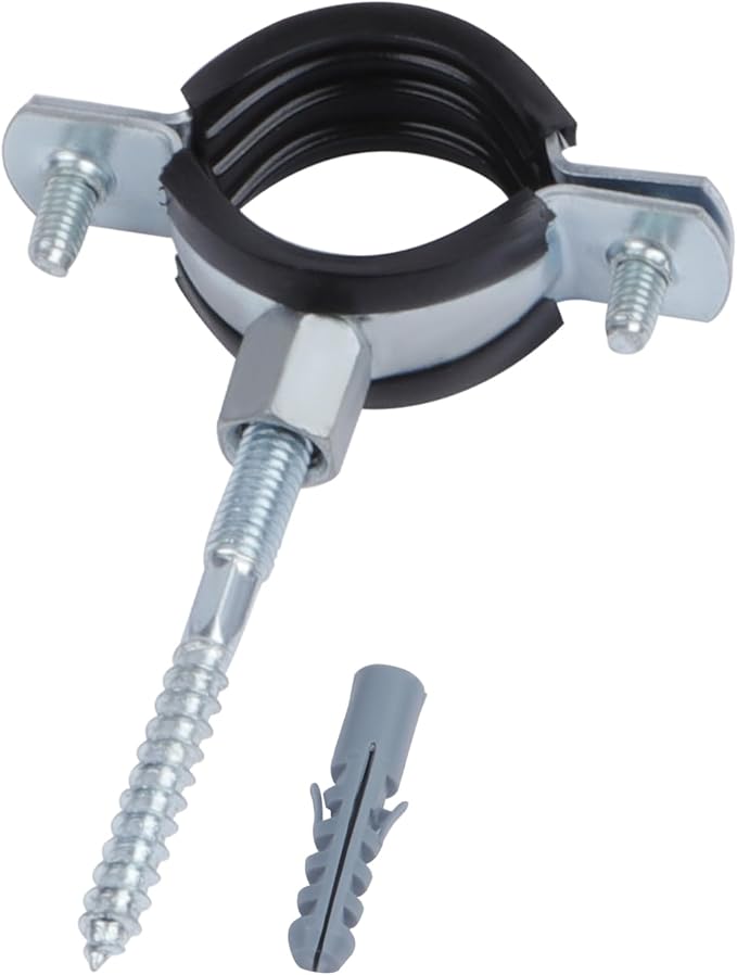 6 PCS Split Ring Pipe Hanger, Heavy Duty Adjustable Pipe Bracket Clamp with Screw & Expansion Tube, Wall Ceiling Mount Galvanized Iron Pipe Strap Supports Fit for Pipe OD 1.3-1.4 Inch(32-36mm)