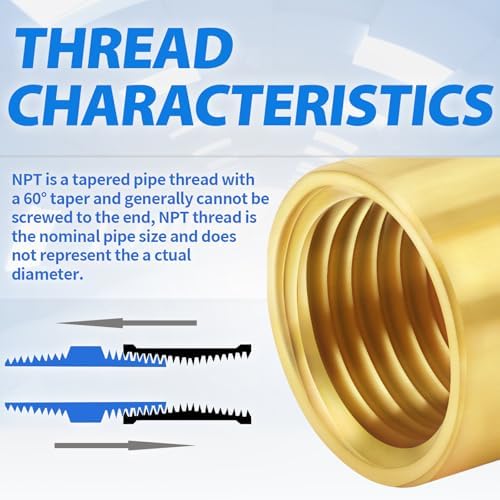 ChillWaves Brass Pipe Fitting, Reducer Hex Coupling 1/2" NPT Female x 1/4" NPT Female Thread Adapter(6-PACK)
