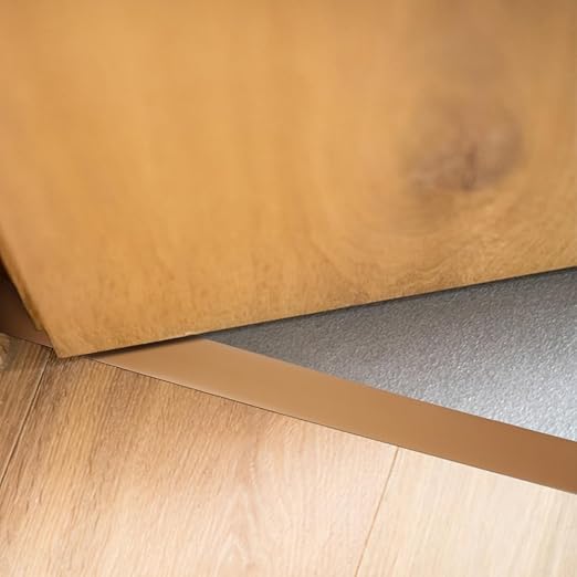 8Ft Floor Transition Strip, 2in Wide Self Adhesive Vinyl Threshold Strip for Joining Floor Gaps Wood Grain Design Tap (2in Wide, Brown)