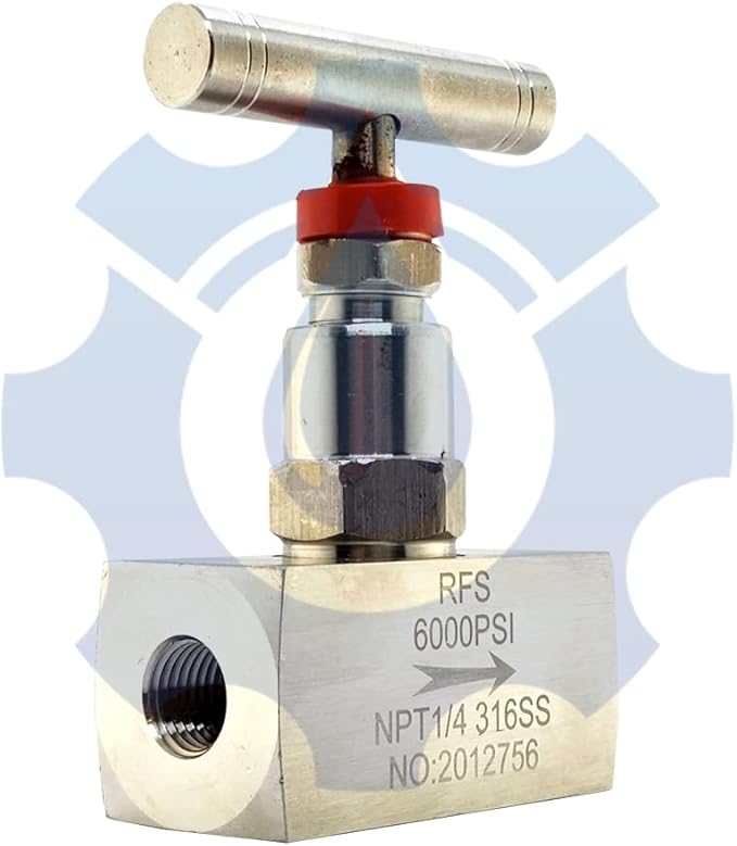 RFS Stainless Steel 316 Straight Needle Valve, 1/4" NPT Female Connection, up to 6000 PSI, 2 Port Heavy Duty Industrial Hydraulic Flow Control Valve for Piping Needs