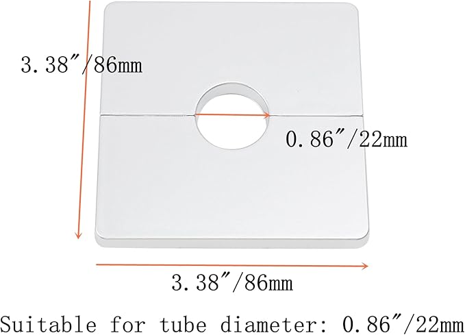 2 Pcs Wall Split Flange, ABS Square Self-Adhesive Escutcheon Plate Buckles Design for 0.86"/22mm,Silver