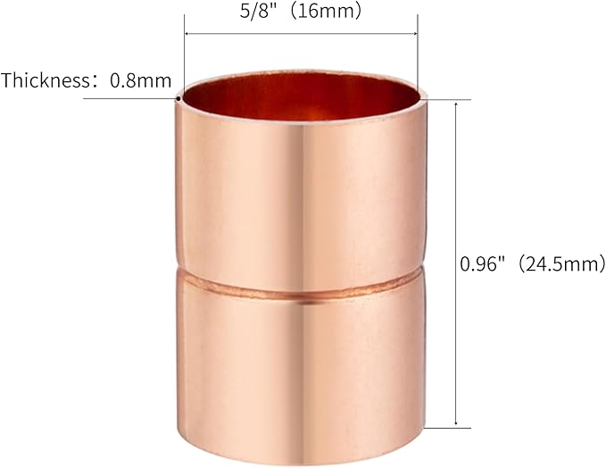 Straight Coupling Copper Fittings 5/8 Inch Copper Pipe Welding Joint Connector Adapter For HVAC Air Conditioning