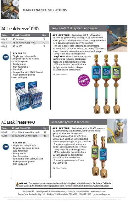 RectorSeal AC Leak Freeze 45309 Leak Sealant, Easy Application, HVAC, .5 oz.