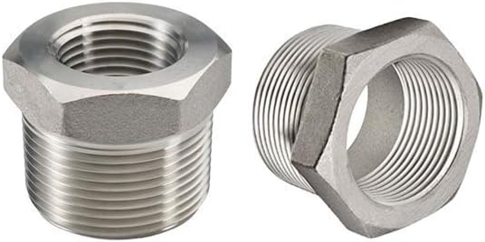 Beduan Stainless Steel Reducer Hex Bushing, 2" Male NPT to 1" Female NPT, Reducing Cast Pipe Adapter Fitting(Pack of 2)