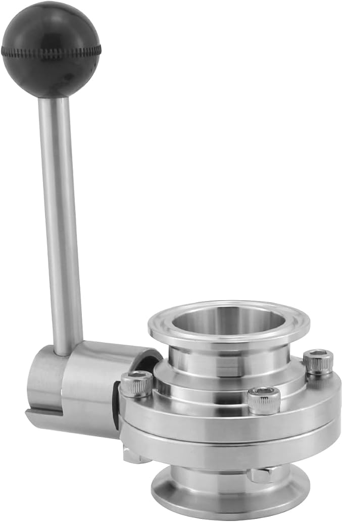 Sanitary Butterfly Valve Tri Clamp Valve with Handle 2" Tri Clamp Clover 2" Tube OD 304 Stainless Steel (pack of 2)