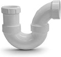 LESSO PVC Pipe, Adjustable P Trap 1 1/2 Inch, PVC Fitting for RV Drain Bathroom Kitchen Sink Drain Pipe Tubular Kit with White Threaded Adapter Ring
