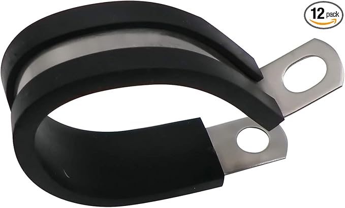 7/8" Cable Clamp Stainless Steel Rubber Cushioned Insulated Metal Clamp, Tube Holder for Tube, Pipe or Wire Cord Installation (12 Pack)
