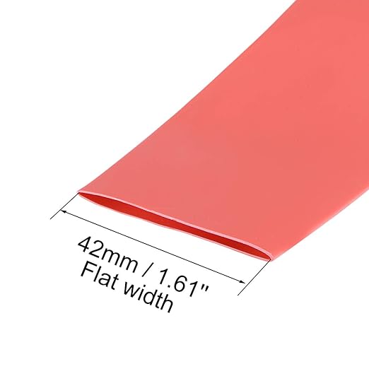 uxcell Heat Shrink Tubing, 1"(25mm) Dia 41mm Flat Width 2:1 Rate Shrinkable Tube Cable Sleeve 1m - Red