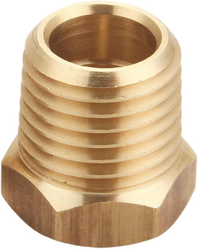 4pcs Heavy Duty 1/4 NPT Male Thread to 1/8 NPT Female Thread Brass Reducer Hex Bushing Brass Fitting Pipe Hose Tube Adapter Convert, Thread 0.5" OD to 0.375" ID