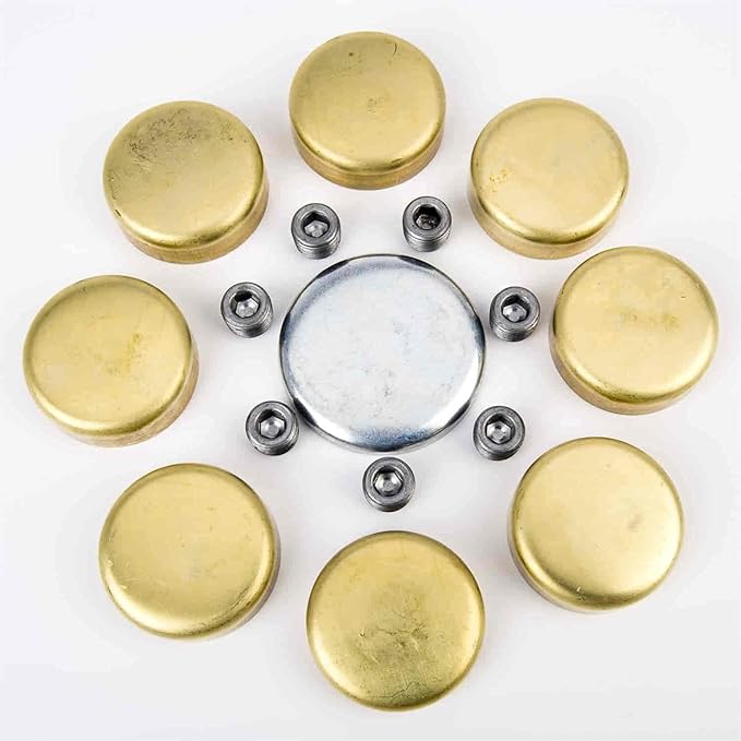 JEGS Brass Freeze Plug Kit | Fits 1965-1990 Big Block Chevy 396-454 Mark IV | Made In USA | Includes 16 Plugs