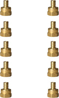 10 PIECES XFITTING 1/2" PEX X 1/2" FEMALE NPT THREADED ADAPTER BRASS CRIMP FITTING - BRASS, FULL PORT
