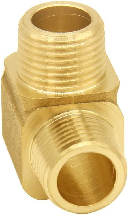 Joywayus 2PCS Brass Pipe Fitting Barstock Tee 3 Way NPT 3/8" Male x 3/8" Male x 3/8" Male Hose Fitting