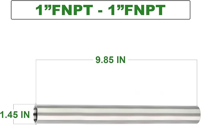 TAISHER 2PCS Stainless Steel Pipe Fittings, 1" NPT x 1" NPT Female Threaded, 10" Length Nipple Cast Pipe