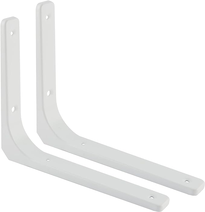 SAYAYO L Bracket 12 Inch, Heavy Duty Metal Wall Brackets Joint Angle Bracket Floating Shelf Support DIY Shelving Brackets White, 2 PCS