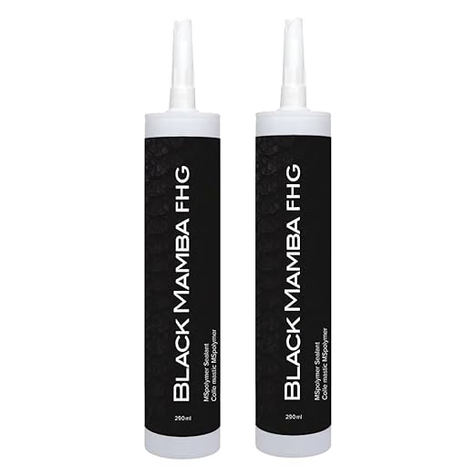 Black Mamba FHG High Tack Adhesive - Mono Component Polymer Sealant, Extreme Temperature Resistant, Paintable, Solvent-Free, Heavy Duty Construction Adhesive - White - 2 Pack