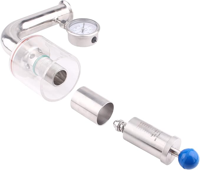 DERNORD SS304 Sanitary 1.5" Tri Clamp Adjustable Pressure Relief Safety Valve with Pressure Gauge