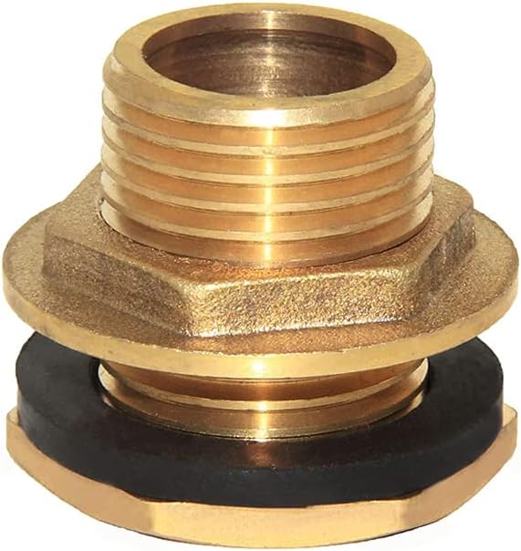 Joywayus 3/4" Male Thread Brass Water Tank Connector Bulkhead Tank Fitting With Rubber Ring Stablizing It