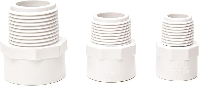 2pcs 2Inch 2-Way PVC Male Threaded Adapter Adaptador Macho Fittings (Slip to Male Thread) Coupling Schedule 40-2 Pack White (2")